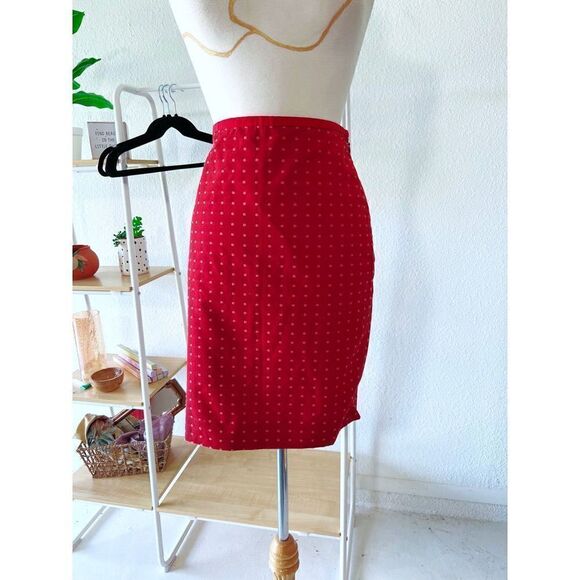 Vintage Red Textured Mini Pencil Skirt - Picture 2 of 5
